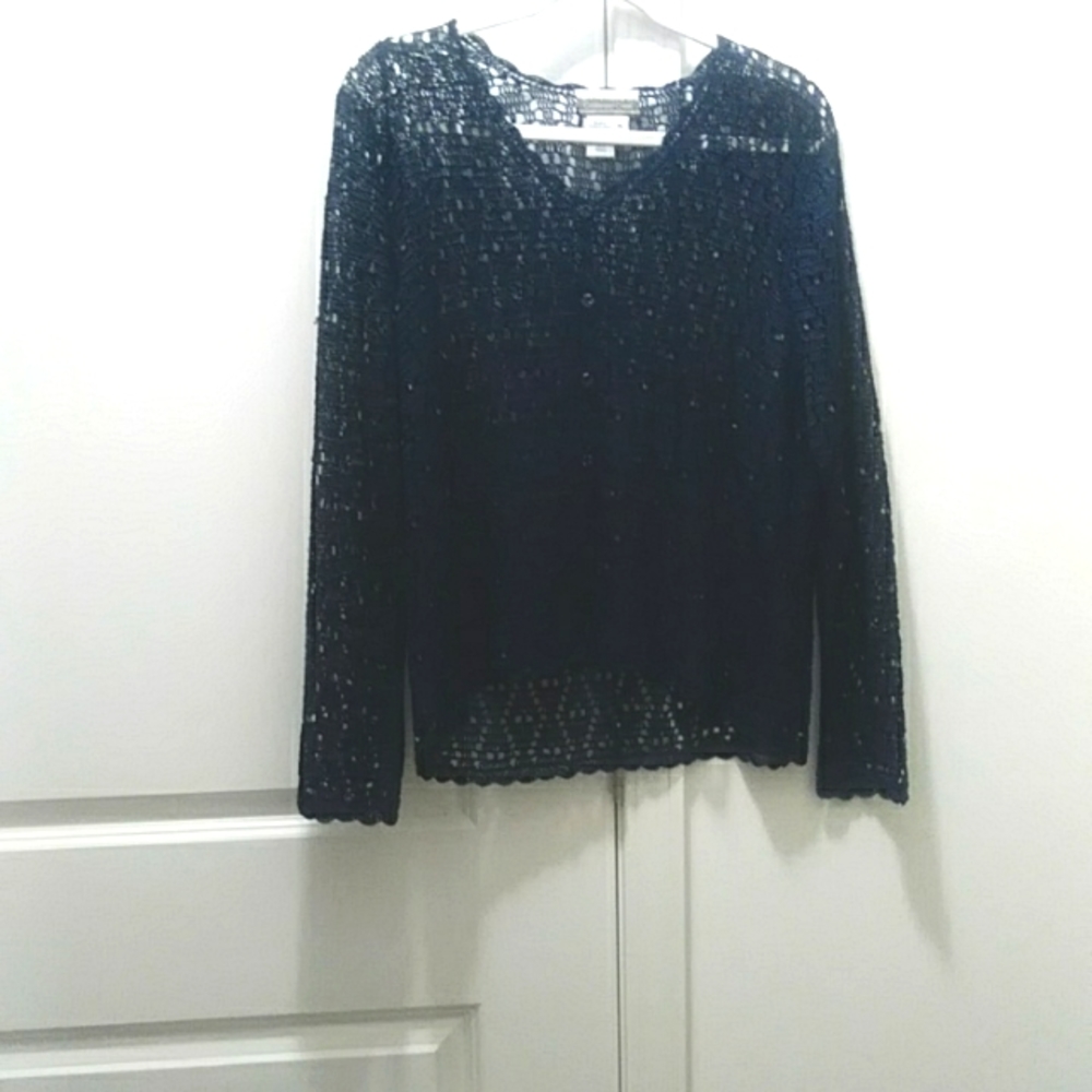 See through crop sweater with buttons